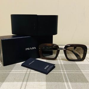 Prada Ebony Sand Havana Baroque Wood Sunglasses